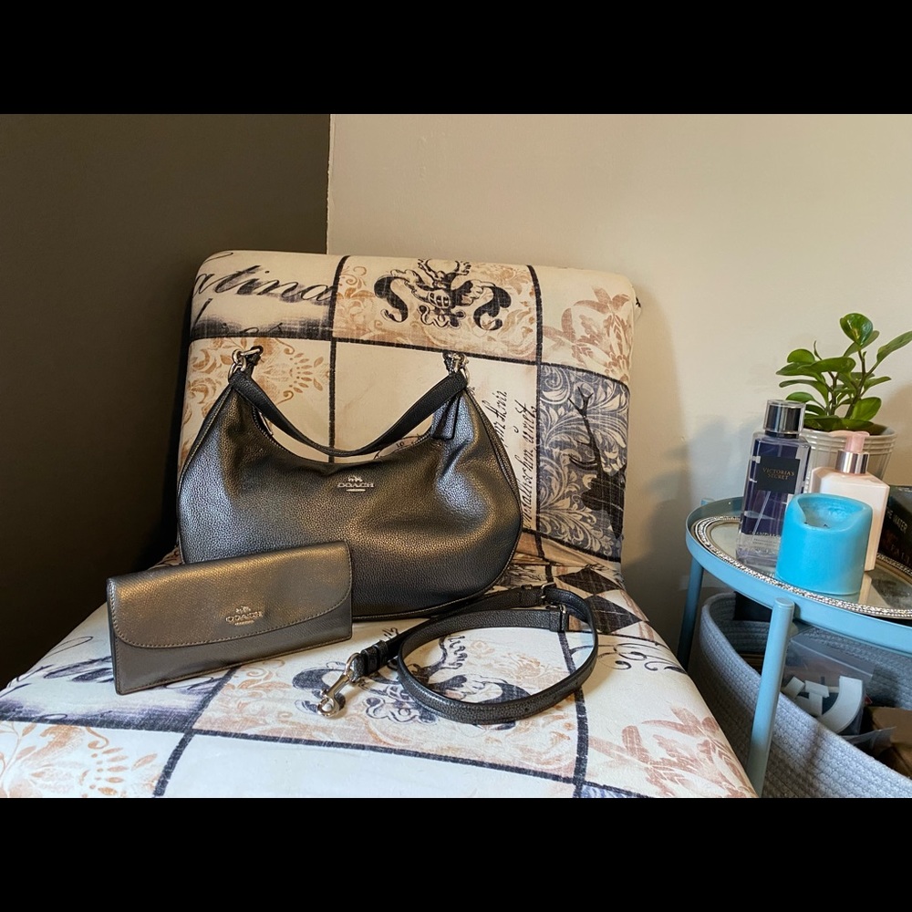 Coach metallic leather Sutton hobo bag and wallet